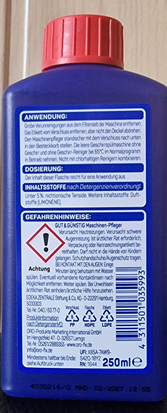 Indaplovių valiklis Gut&Gunstig 250ml