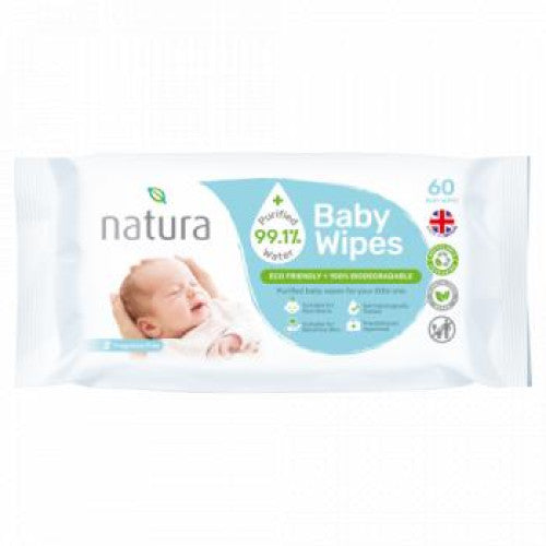 Drėgnos servetėlės NATURA Baby 60 vnt