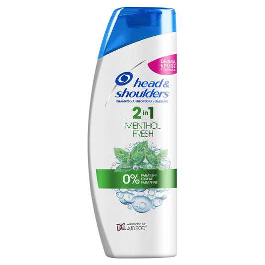 Gaivinantis šampūnas ir kondicionierius nuo pleiskanų HEAD & SHOULDERS Menthol Fresh 2-in-1  380ml